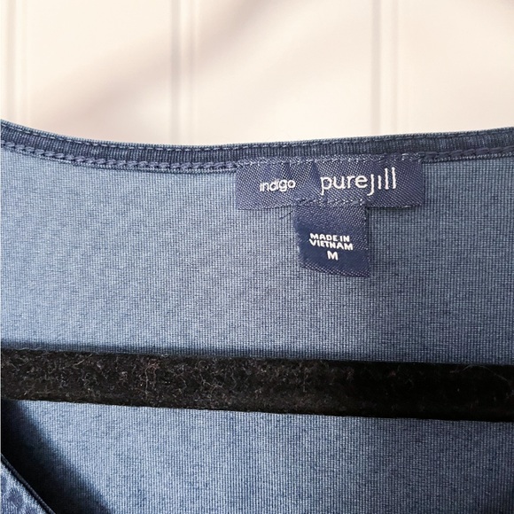 J. JILL Pure Jill Indigo Tunic Dress Trapeze Swing Long Sleeve V Neck Blue Sz M - Picture 3 of 4